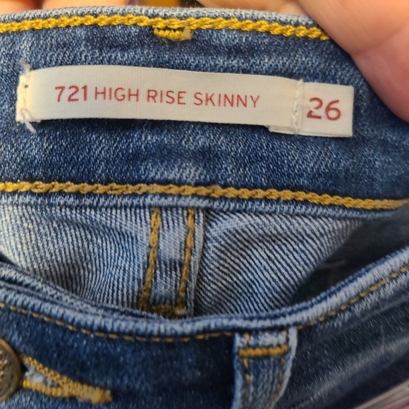 LEVIS 721 High Rise Skinny Light Blue Denim Jeans size 25 - Picture 4 of 5